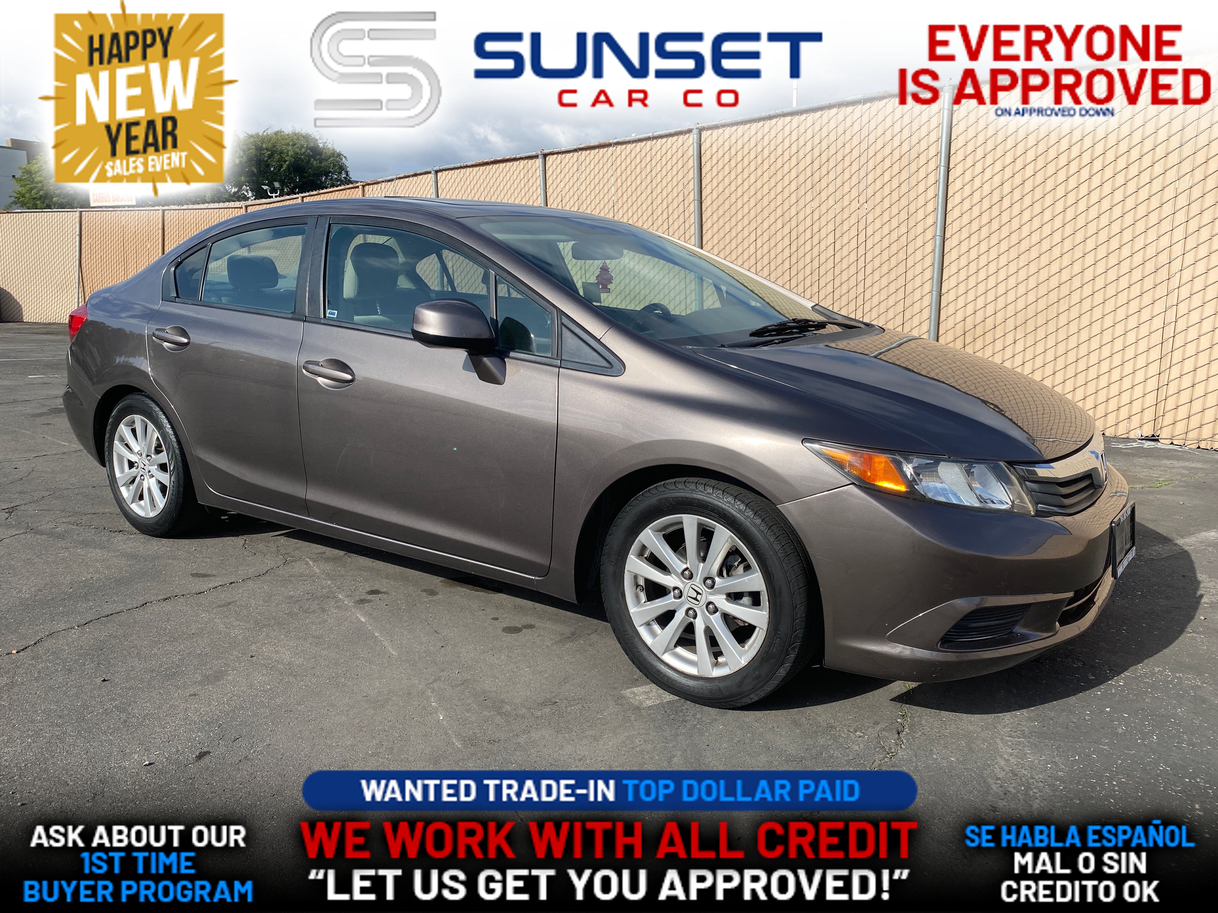 GREY, 2012 HONDA CIVIC Thumnail Image 1