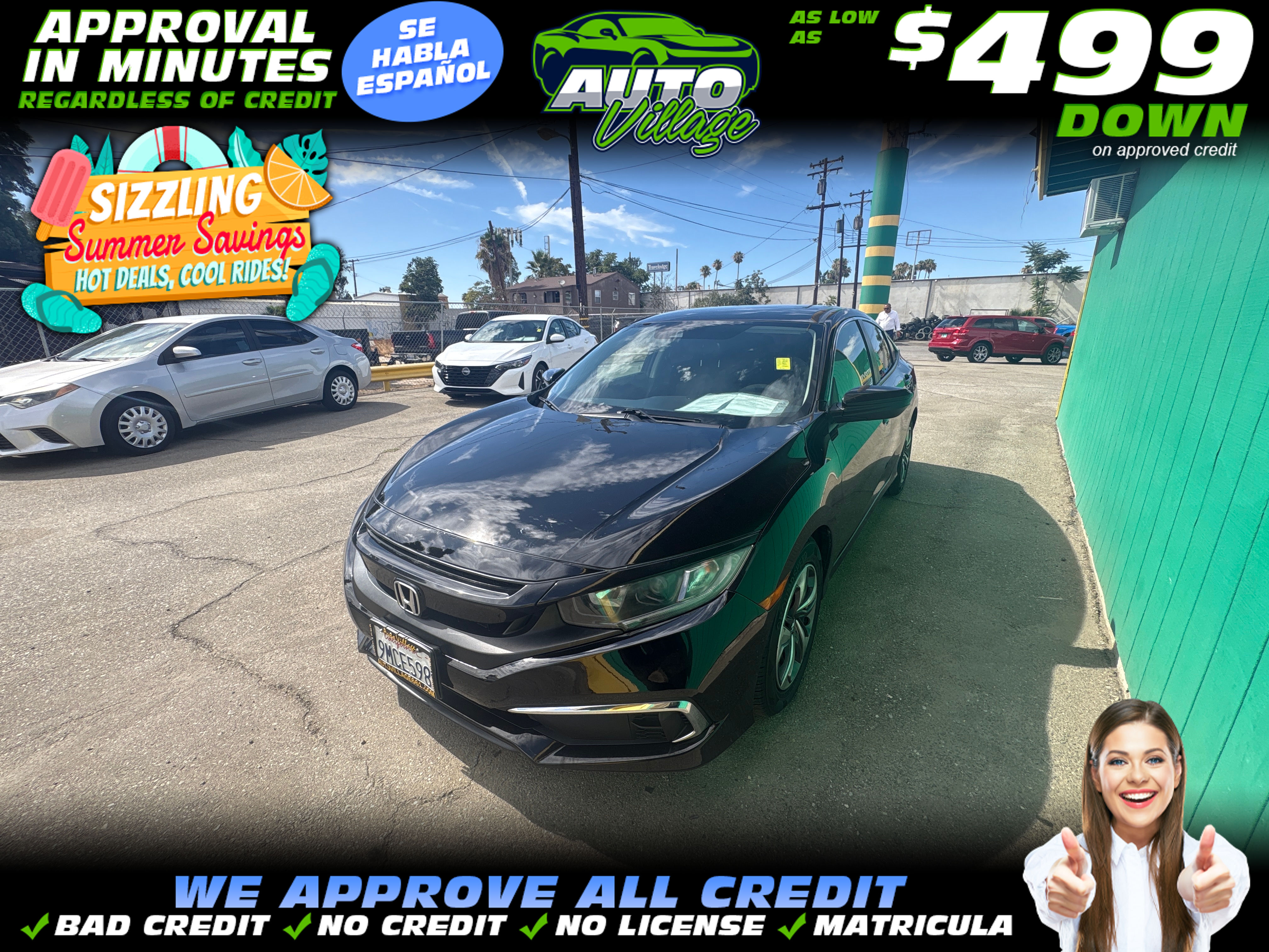 BLACK, 2020 HONDA CIVIC Thumnail Image 1