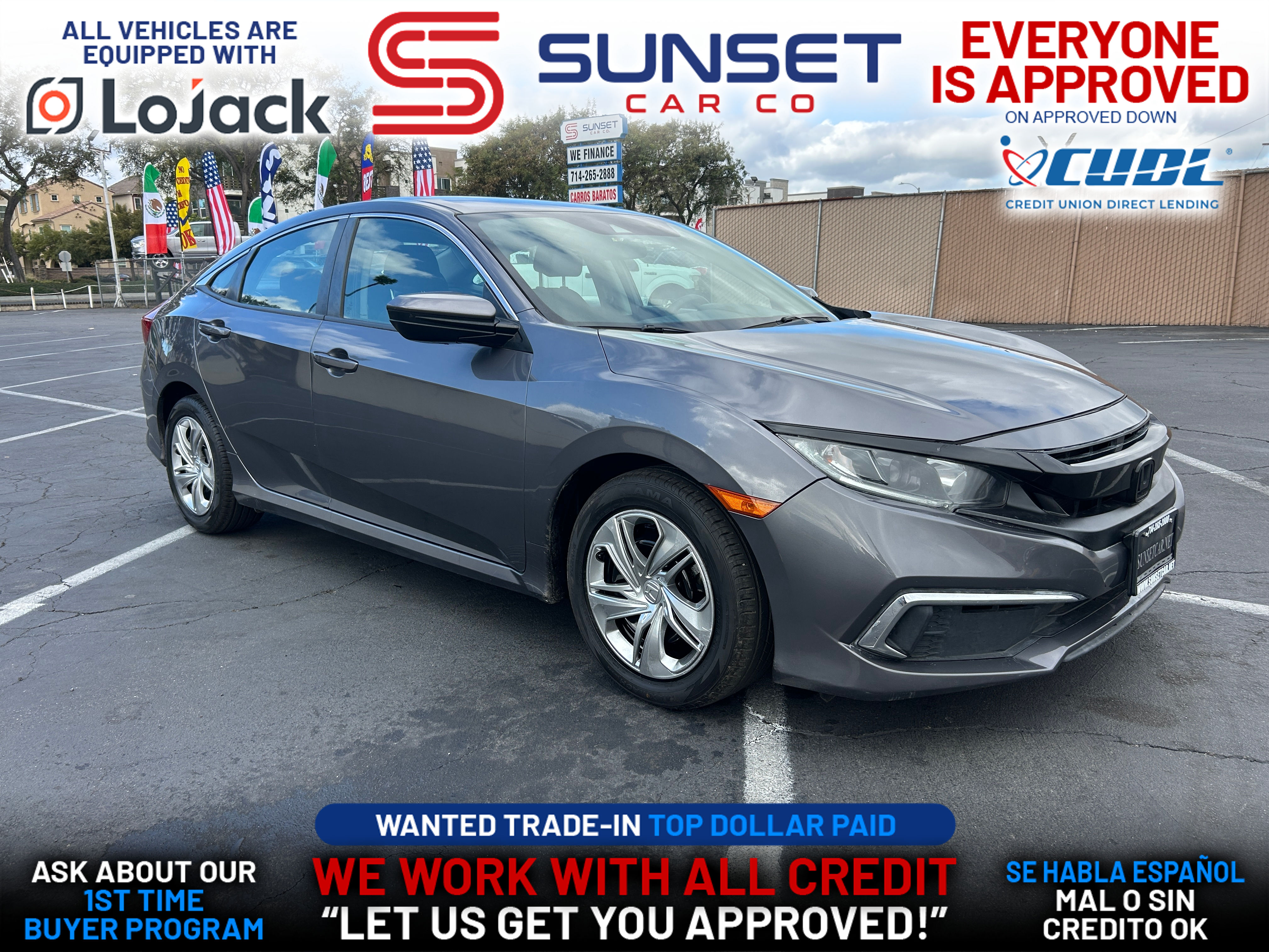 GRAY, 2019 HONDA CIVIC Image 
