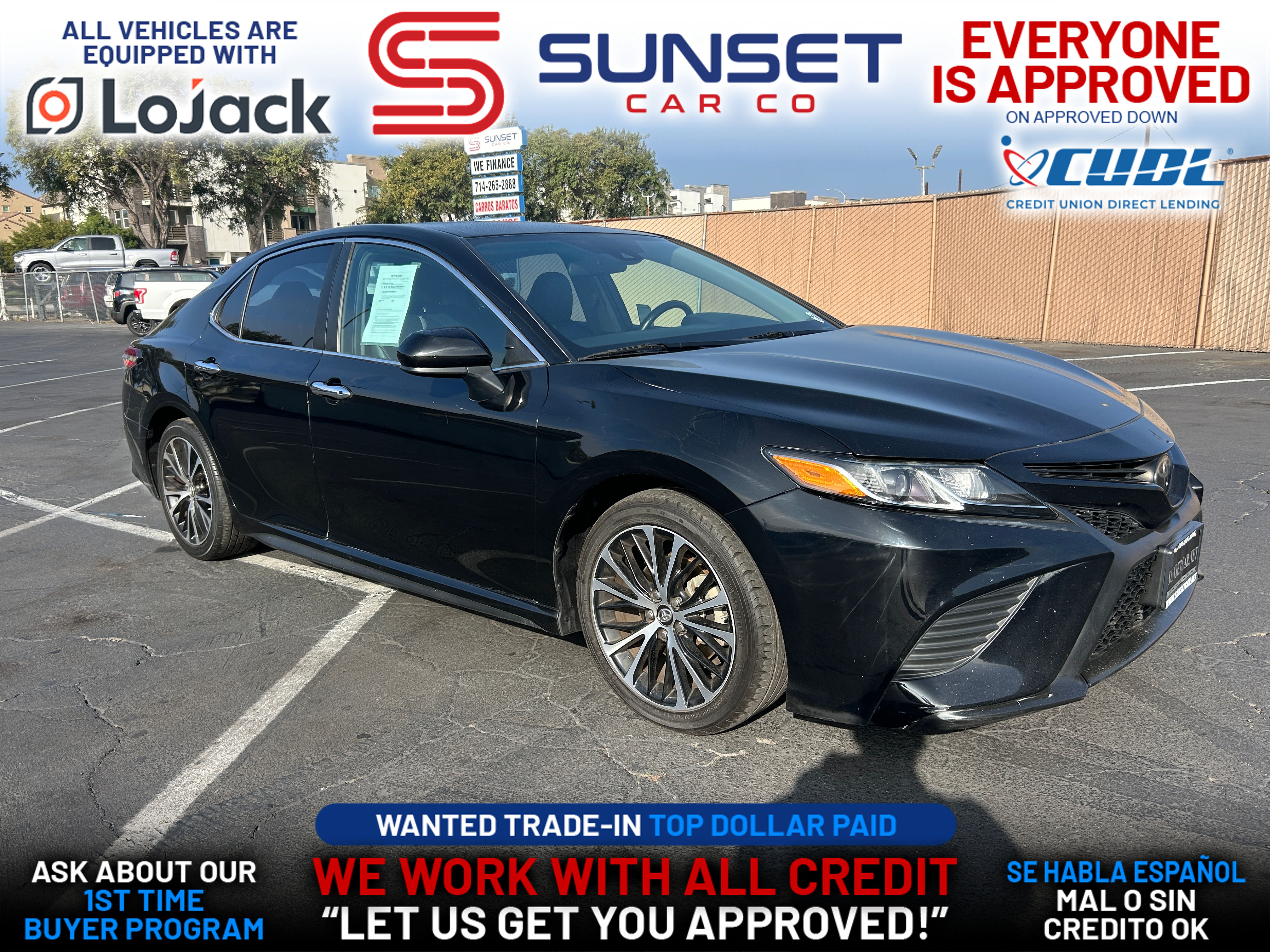 BLACK, 2019 TOYOTA CAMRY Thumnail Image 1