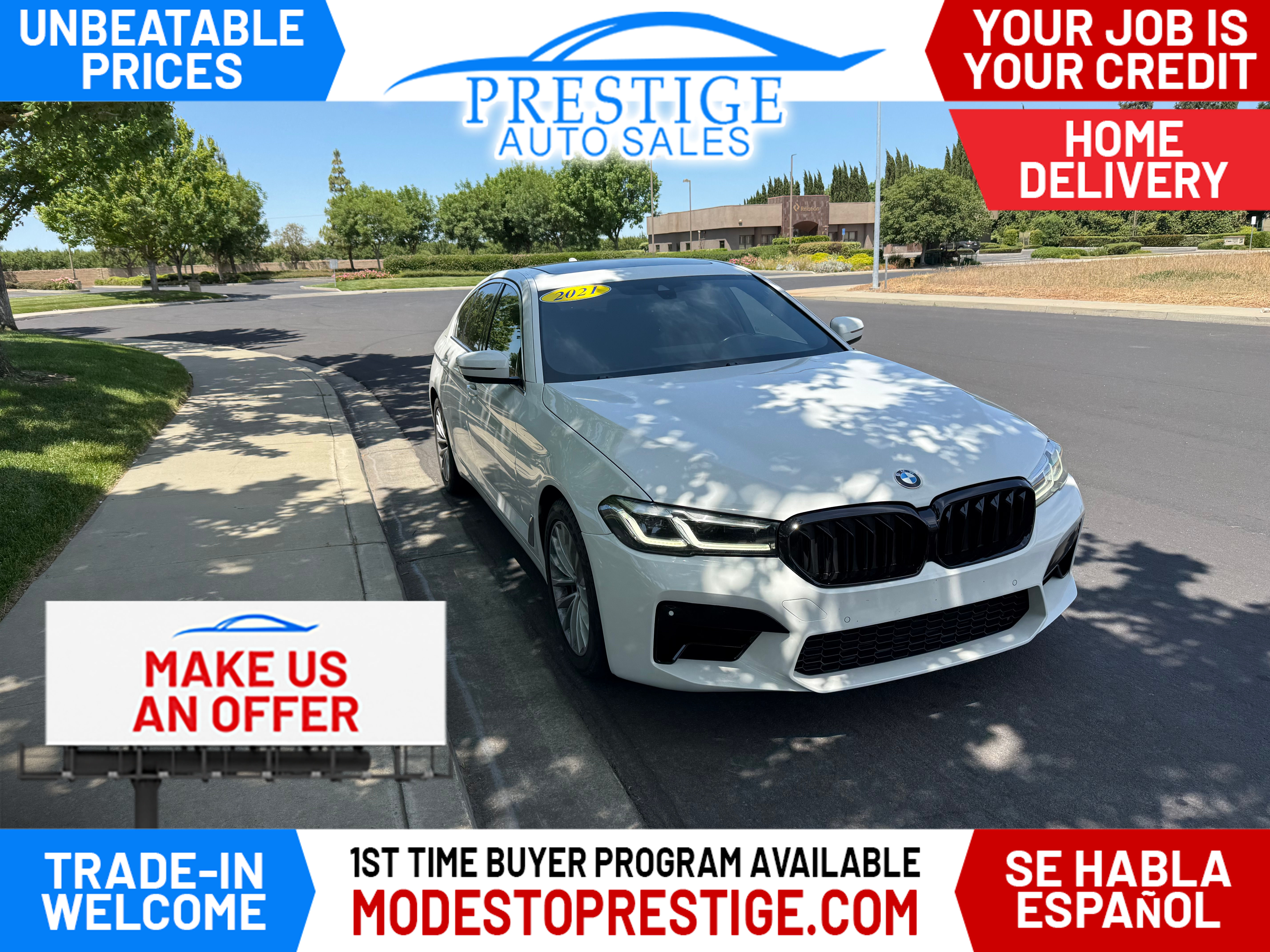 WHITE, 2021 BMW 5 SERIES Image 